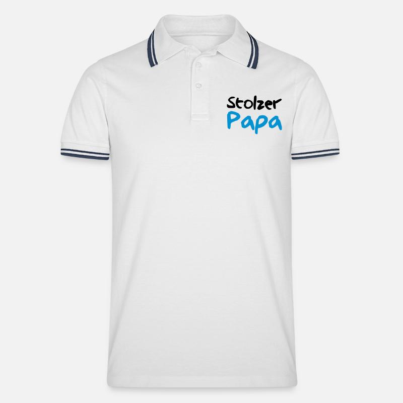 Stolzer Papa - Männer Tipped Poloshirt - Weiß/Navy