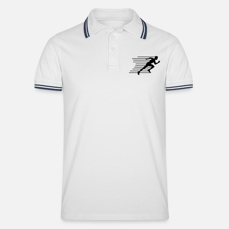 running silhouette - Männer Tipped Poloshirt - Weiß/Navy