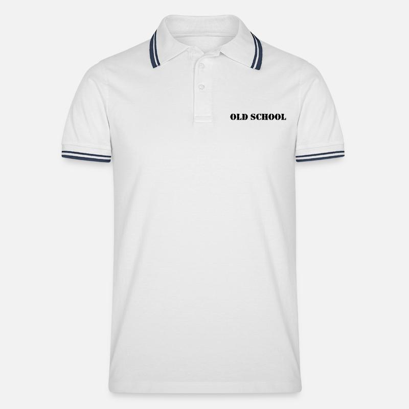 Old School - Männer Tipped Poloshirt - Weiß/Navy