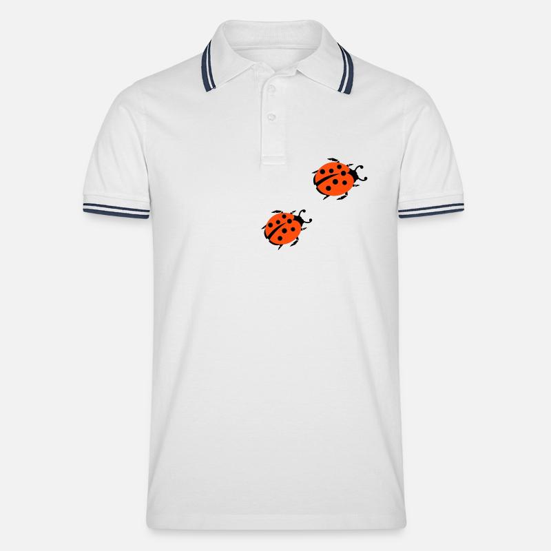 ladybug - marienkaefer - Männer Tipped Poloshirt - Weiß/Navy