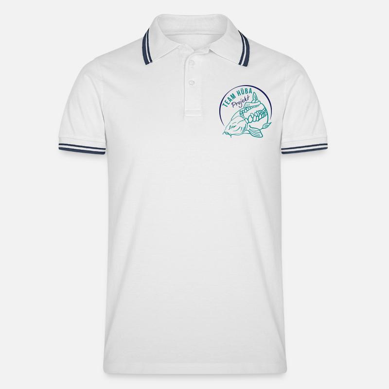 Projekt Team Hüba - Männer Tipped Poloshirt - Weiß/Navy