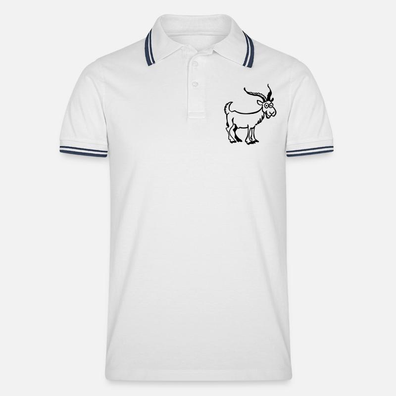 Ziegenbock - Männer Tipped Poloshirt - Weiß/Navy
