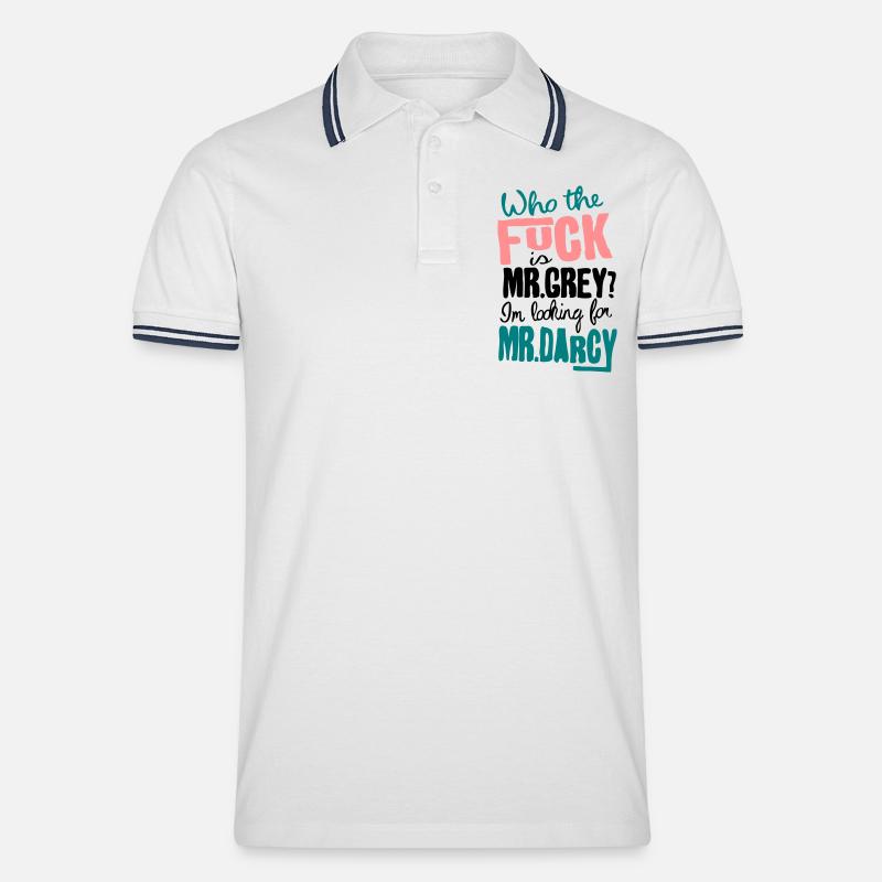 whothefk - Männer Tipped Poloshirt - Weiß/Navy