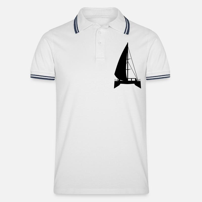 Katamaran_Lagoon_Style - Männer Tipped Poloshirt - Weiß/Navy