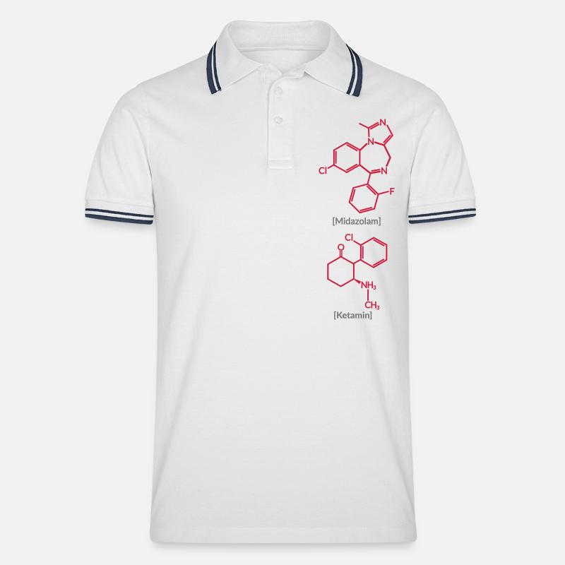 Ketamin Midazolam - Männer Tipped Poloshirt - Weiß/Navy