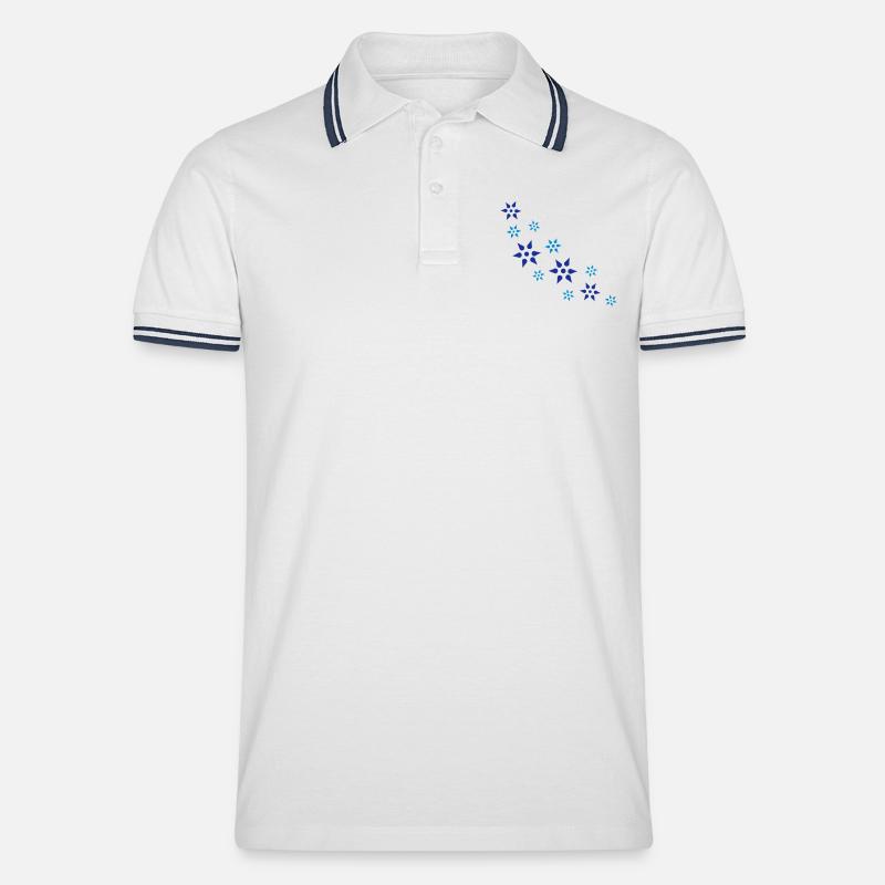 Schneeflocken - Männer Tipped Poloshirt - Weiß/Navy