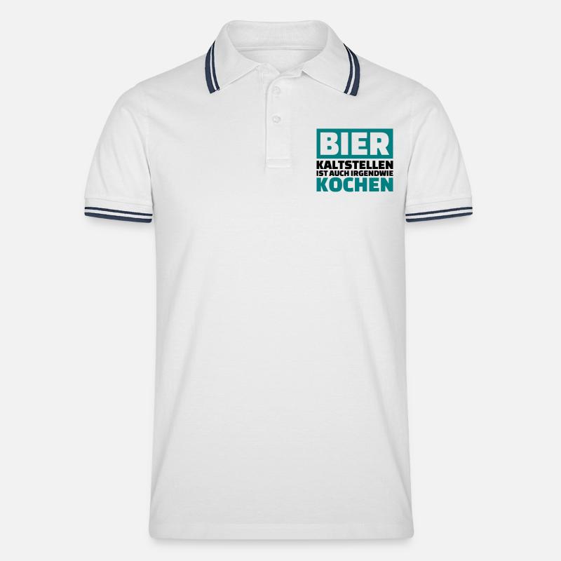 Bier - Männer Tipped Poloshirt - Weiß/Navy