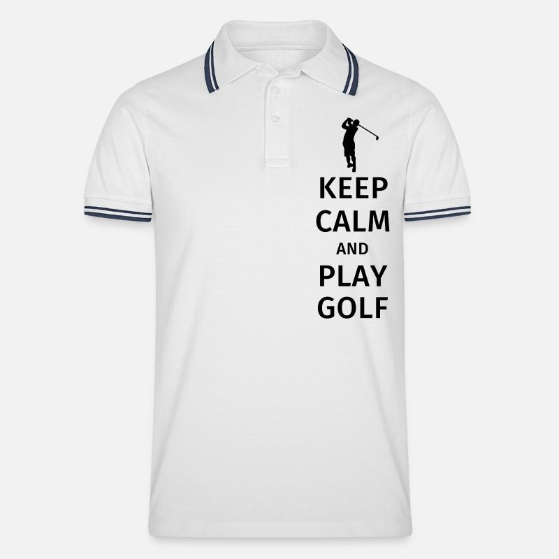 Keep Calm and Play Golf - Polo tipped Homme - blanc/marine