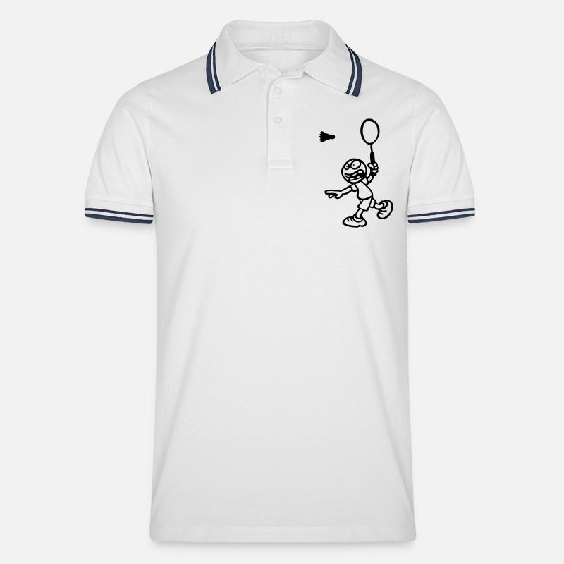 badminton - Männer Tipped Poloshirt - Weiß/Navy