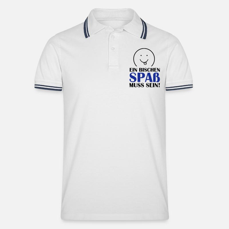 (spass_muss_sein_02) - Männer Tipped Poloshirt - Weiß/Navy