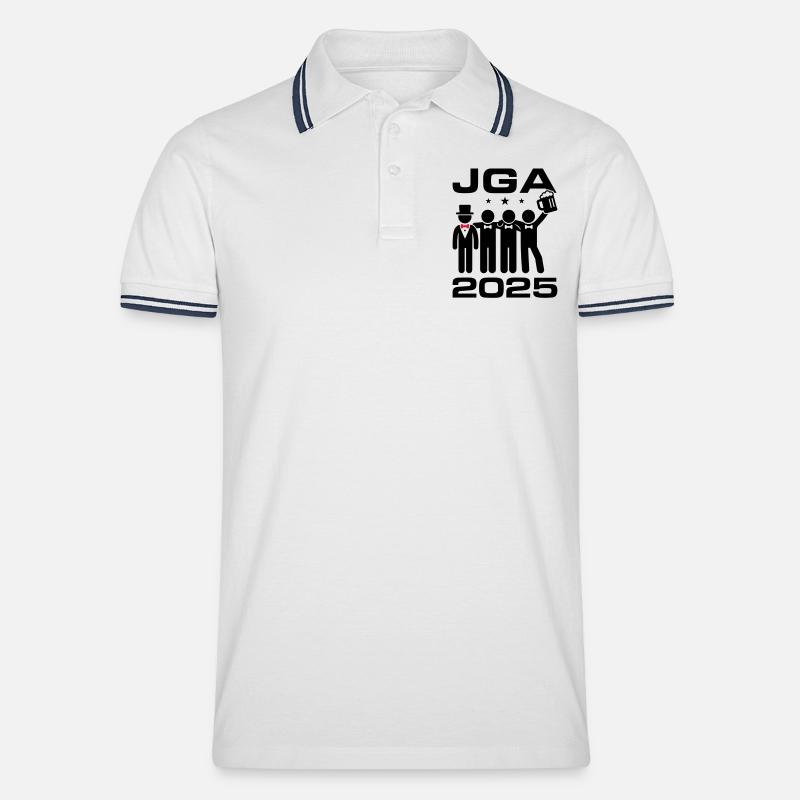 Jga 2025 Party - Männer Tipped Poloshirt - Weiß/Navy