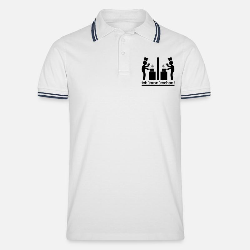 kochen - Männer Tipped Poloshirt - Weiß/Navy