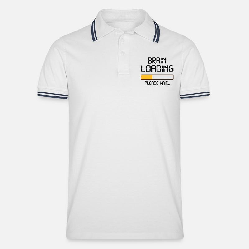 brain loading - Men's Tipped Polo Shirt - white/navy
