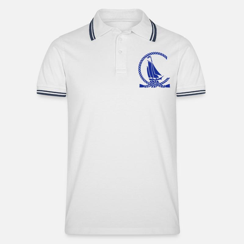 Segelboot / sailboat (b, 1c) - Männer Tipped Poloshirt - Weiß/Navy