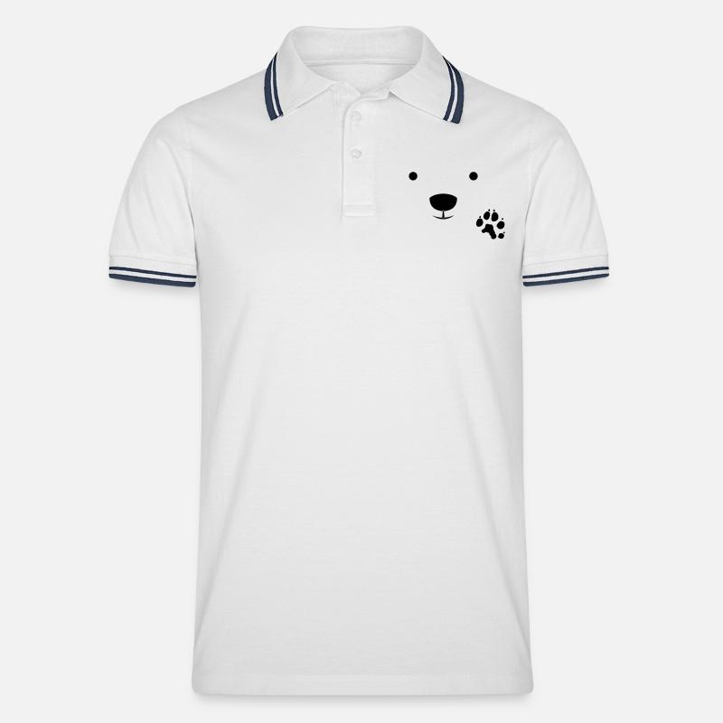 Polar Bear - Männer Tipped Poloshirt - Weiß/Navy