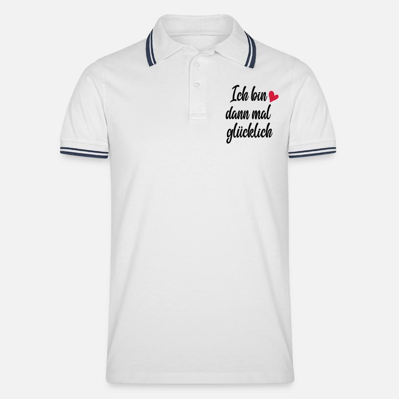 Ich bin dann mal glücklich - Männer Tipped Poloshirt - Weiß/Navy