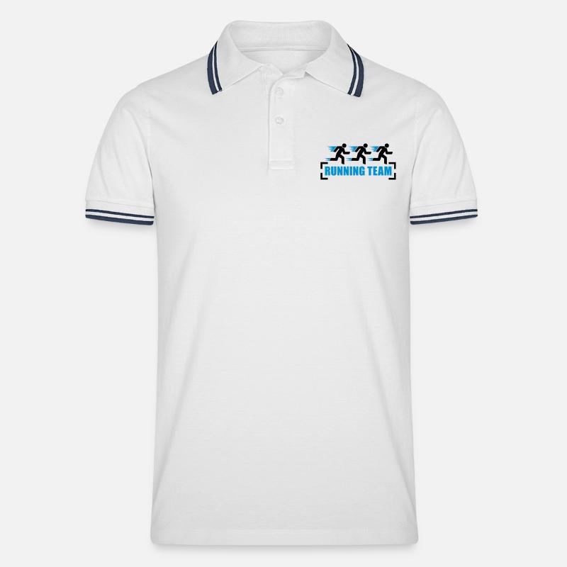 Running Team - Männer Tipped Poloshirt - Weiß/Navy