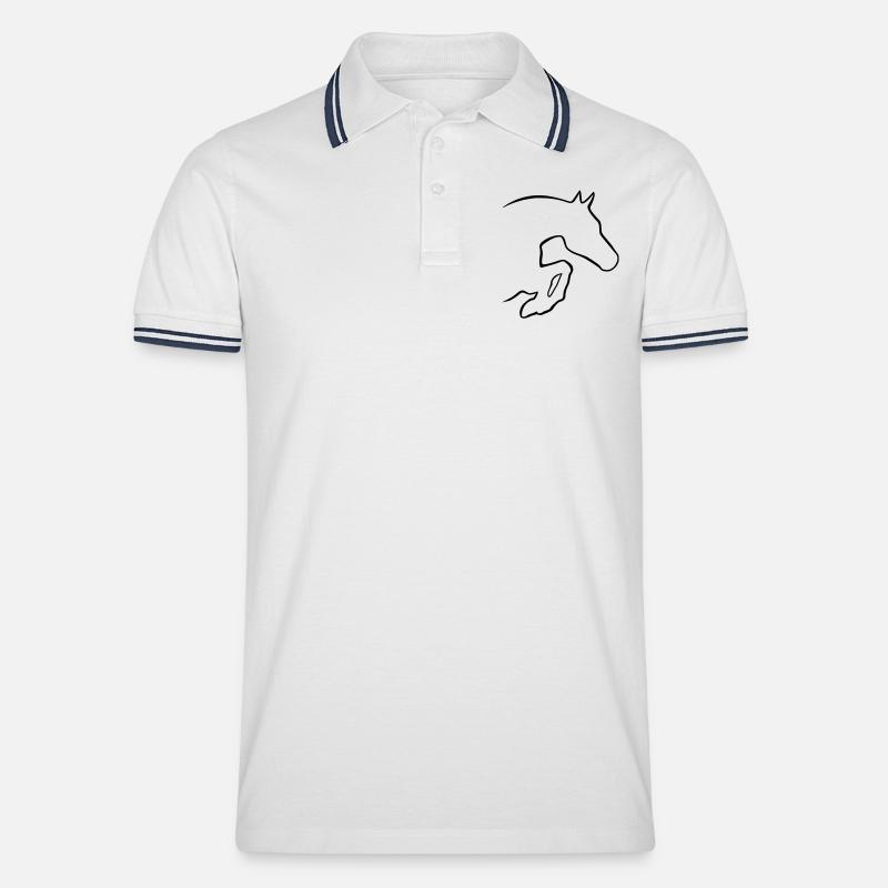Springpferd - Männer Tipped Poloshirt - Weiß/Navy