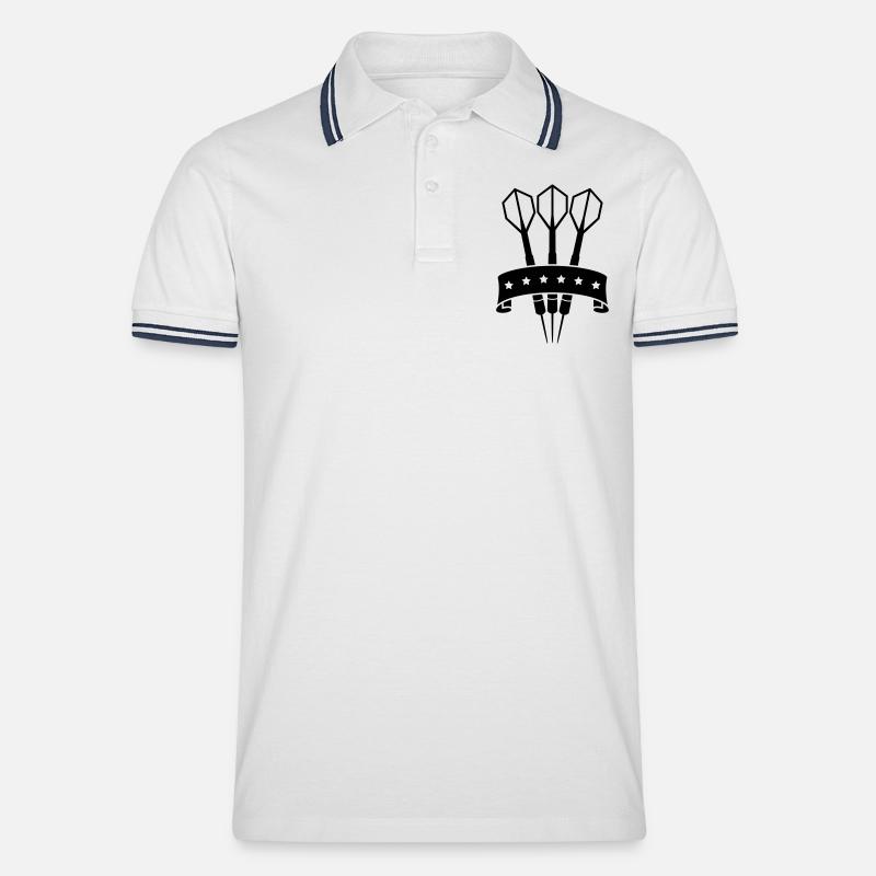 Darts Star Banner - Männer Tipped Poloshirt - Weiß/Navy