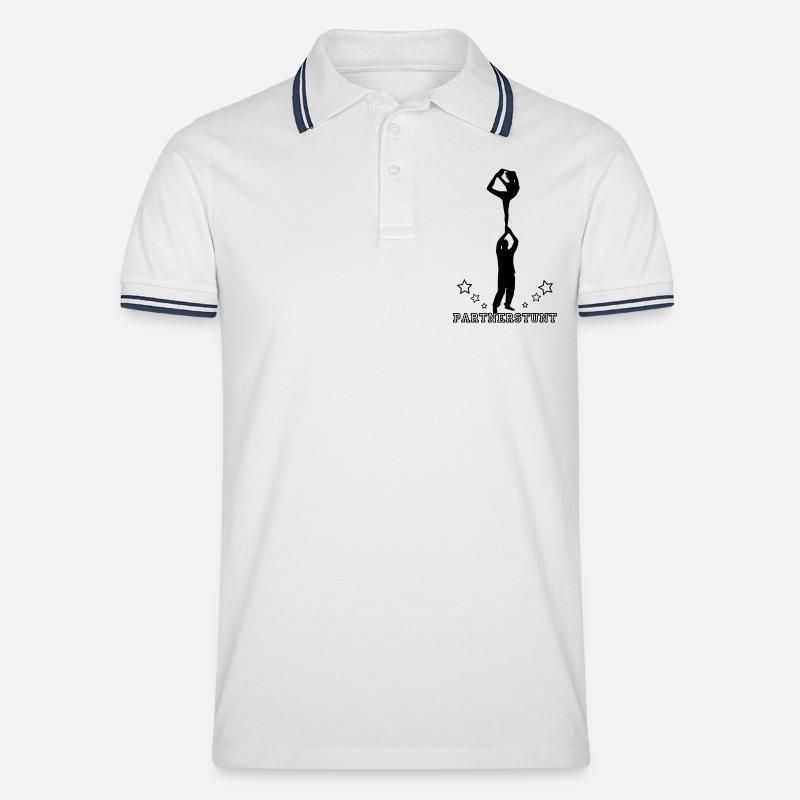 Partnerstunt - Männer Tipped Poloshirt - Weiß/Navy