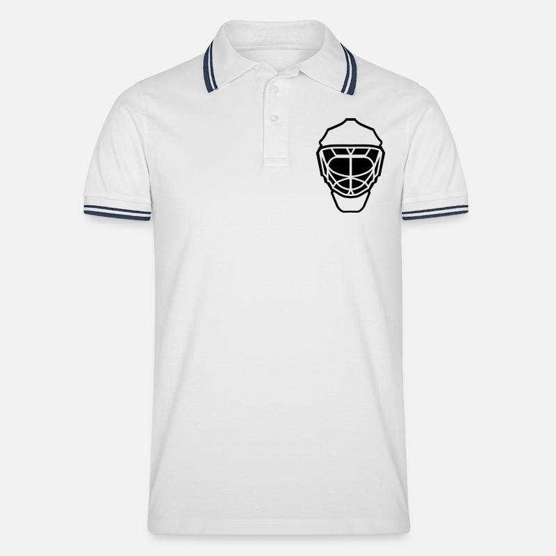 Eishockey Maske neutral einfarbig - Männer Tipped Poloshirt - Weiß/Navy