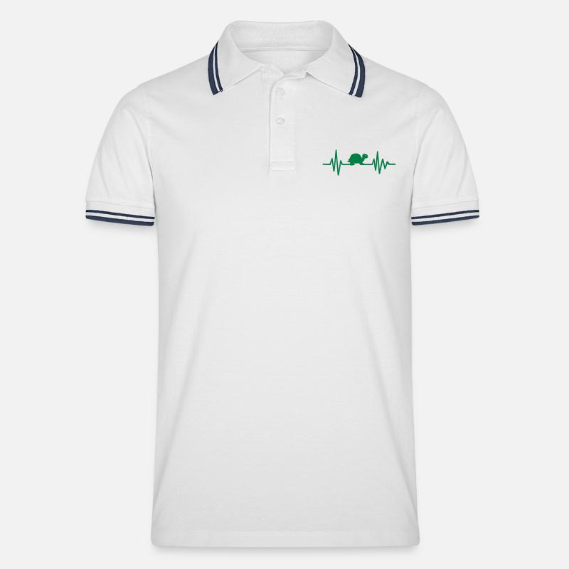 Schildkröte - Männer Tipped Poloshirt - Weiß/Navy