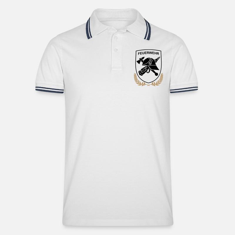 Feuerwehr Logo Wappenform - Männer Tipped Poloshirt - Weiß/Navy