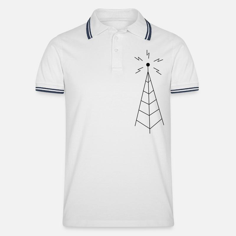 Transmission Tower Sendemast - Männer Tipped Poloshirt - Weiß/Navy
