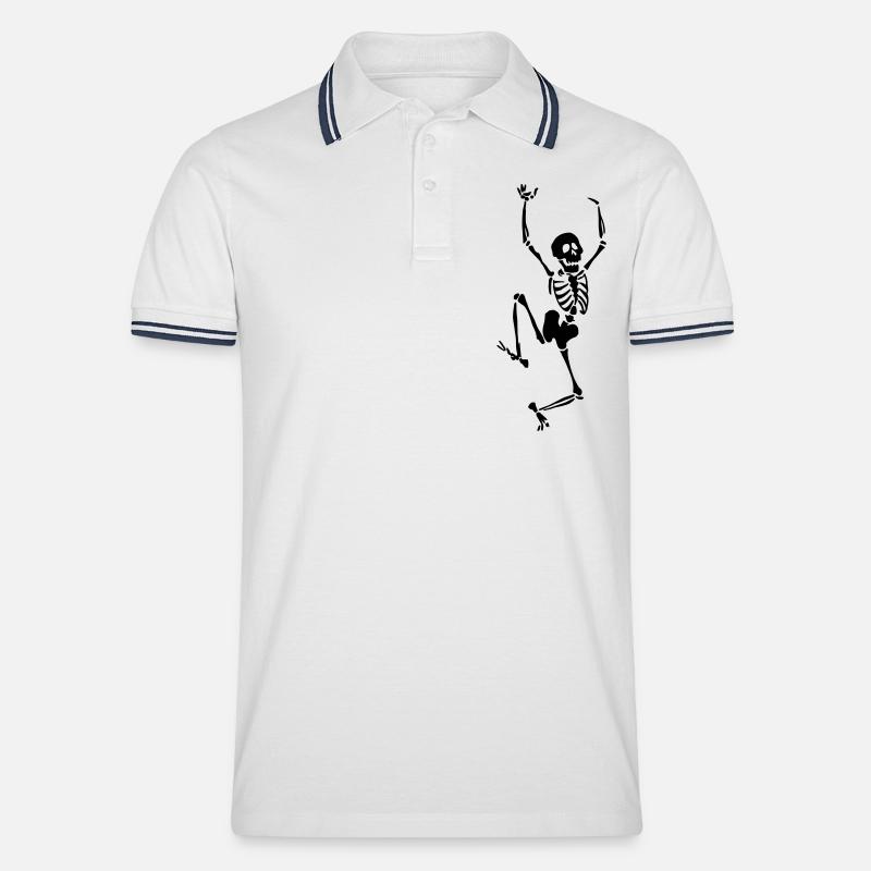 Tanzendes Skelett - Männer Tipped Poloshirt - Weiß/Navy