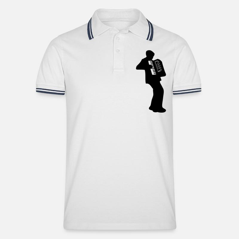akkordeon - Männer Tipped Poloshirt - Weiß/Navy