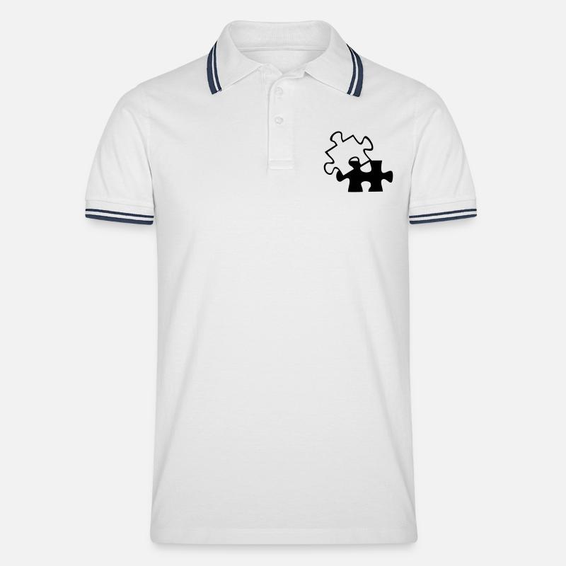 Wrong Part einfarbig - Männer Tipped Poloshirt - Weiß/Navy