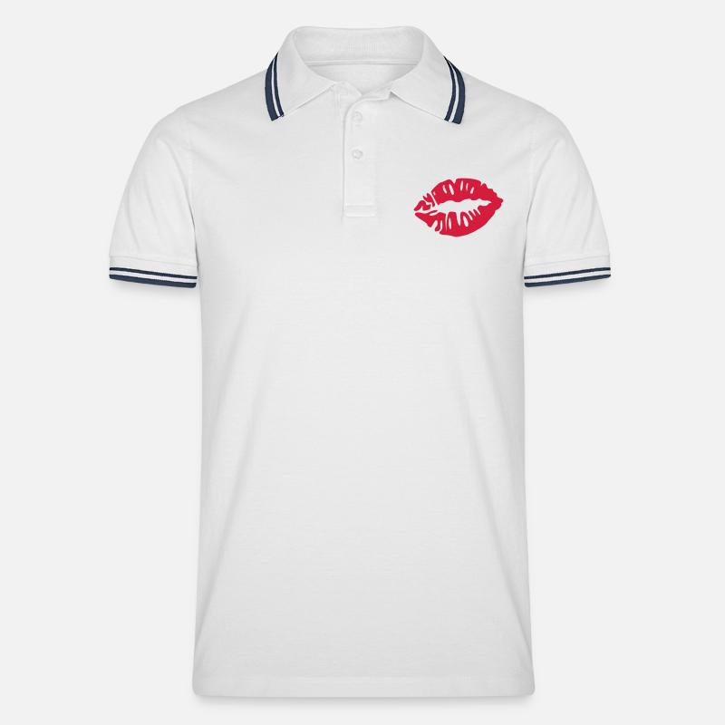 Kuss - Männer Tipped Poloshirt - Weiß/Navy