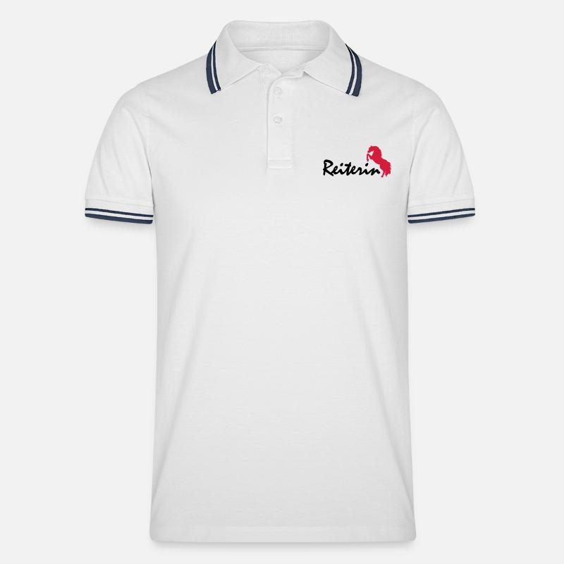 Reiterin - Männer Tipped Poloshirt - Weiß/Navy