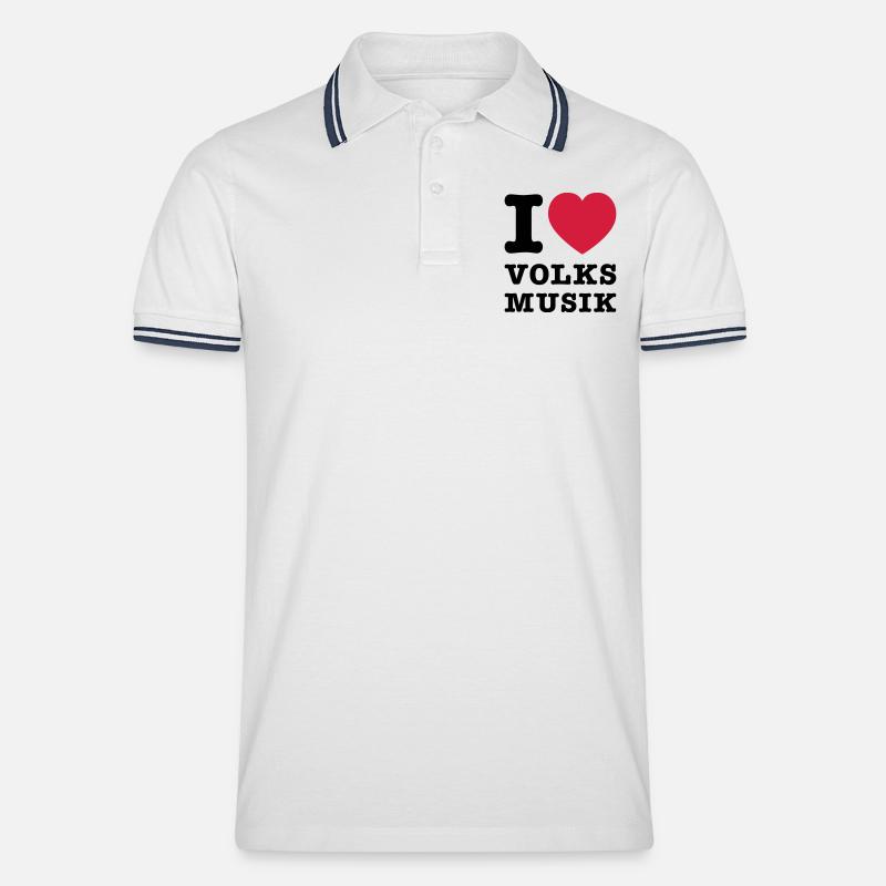 I Love Volksmusik 2 - Männer Tipped Poloshirt - Weiß/Navy