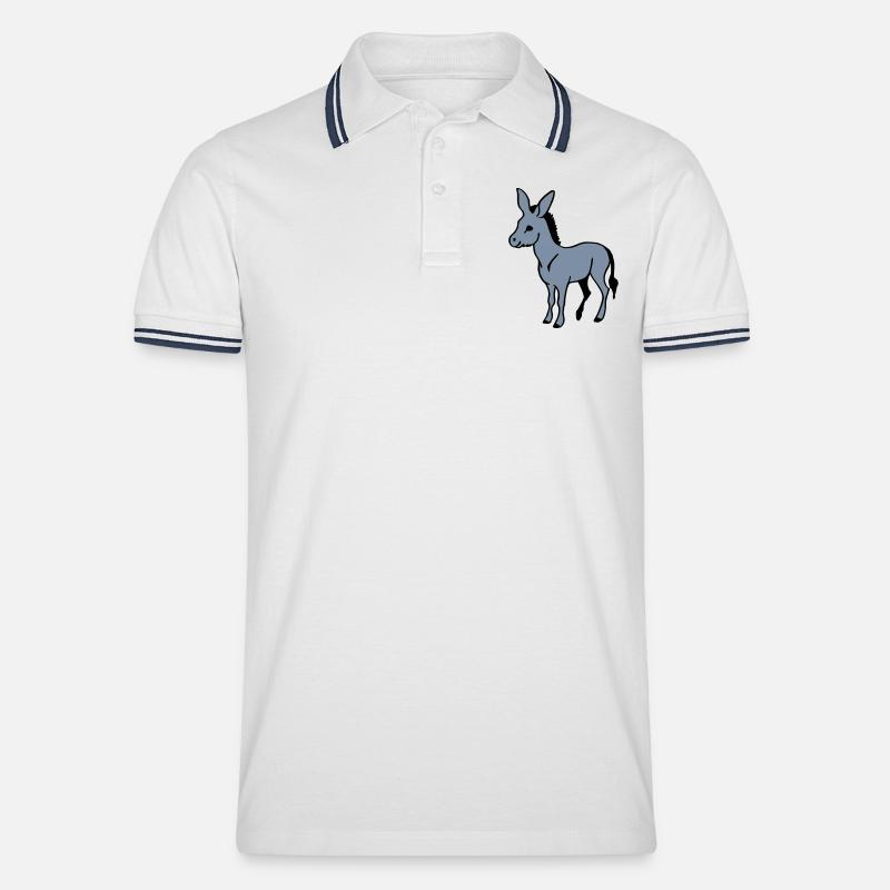 Grautier - Männer Tipped Poloshirt - Weiß/Navy