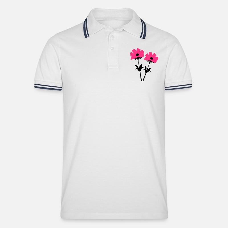 cosmos_flowers - Männer Tipped Poloshirt - Weiß/Navy