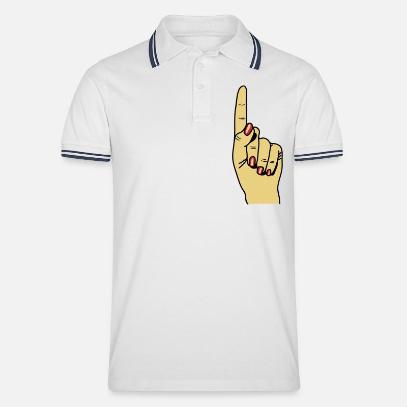 zeigefinger - Männer Tipped Poloshirt - Weiß/Navy