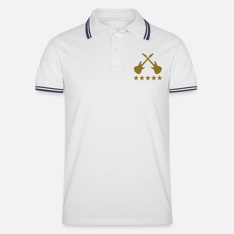 rock guitar deluxe - Männer Tipped Poloshirt - Weiß/Navy