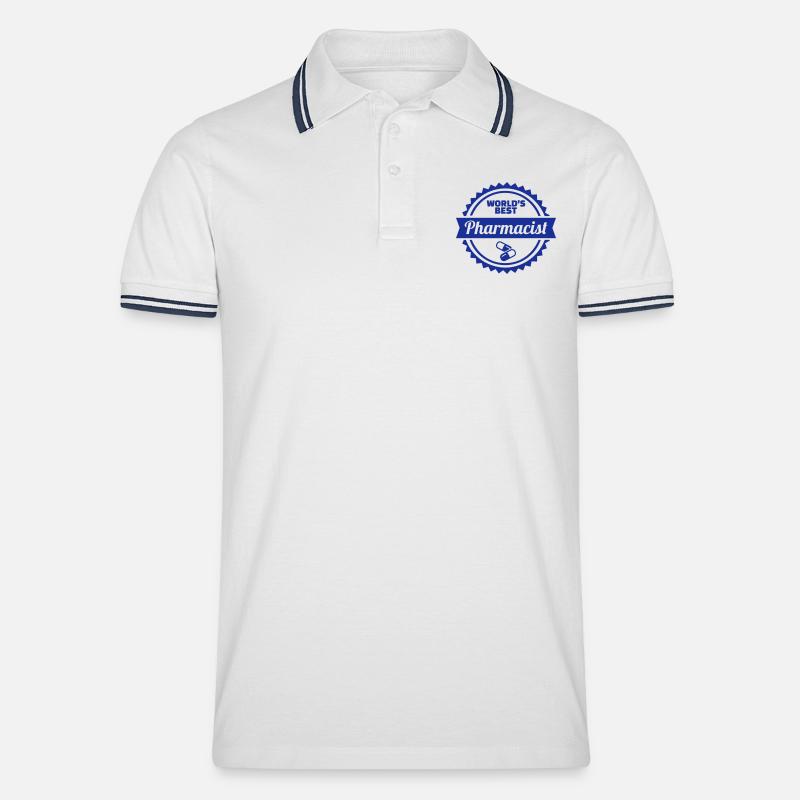 Apotheker - Männer Tipped Poloshirt - Weiß/Navy
