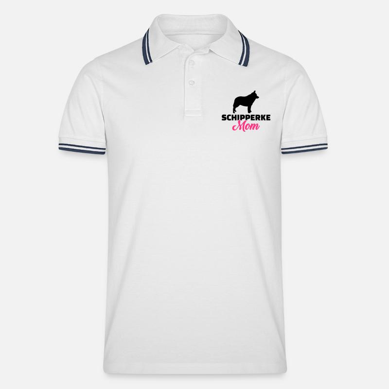 Schipperke - Männer Tipped Poloshirt - Weiß/Navy