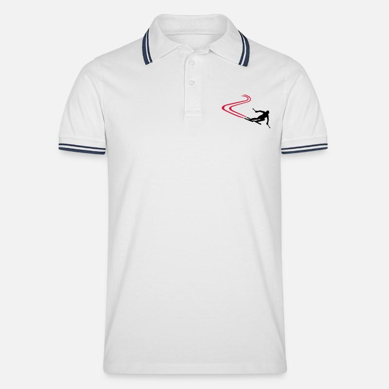 Ski - Männer Tipped Poloshirt - Weiß/Navy