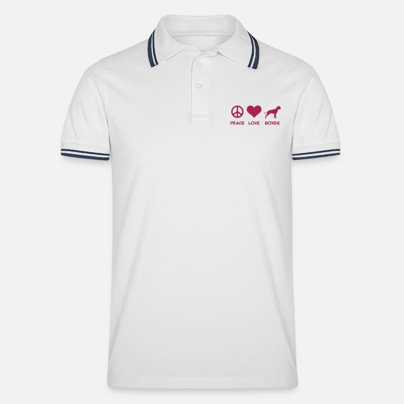 Boxer - Männer Tipped Poloshirt - Weiß/Navy