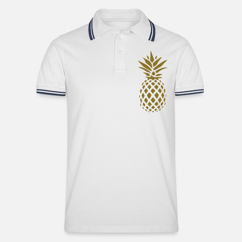 Ananas - Männer Tipped Poloshirt - Weiß/Navy