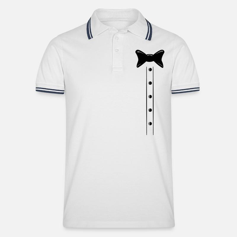 Fliege Krawatte - Männer Tipped Poloshirt - Weiß/Navy