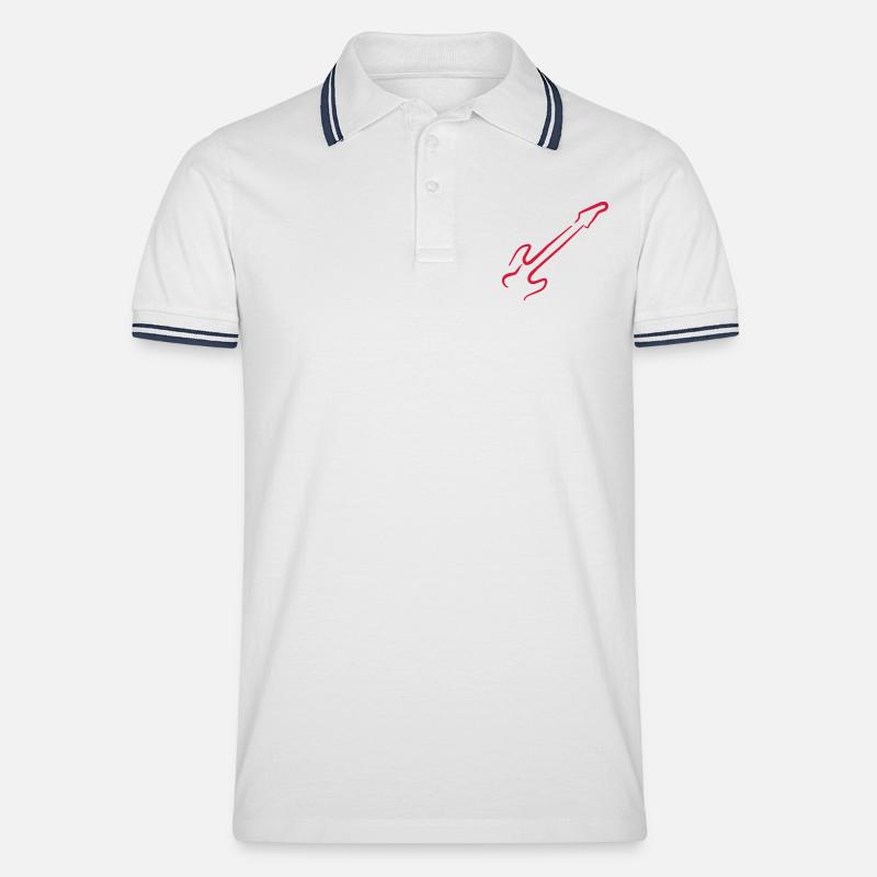 Gitarre - Männer Tipped Poloshirt - Weiß/Navy
