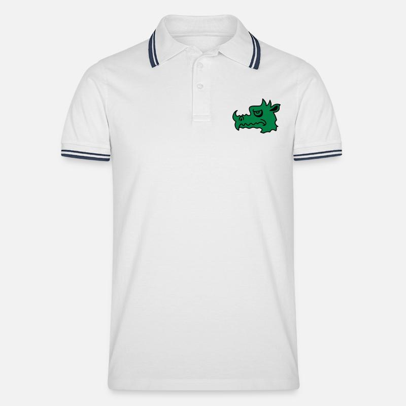 Böser Drachen - Männer Tipped Poloshirt - Weiß/Navy