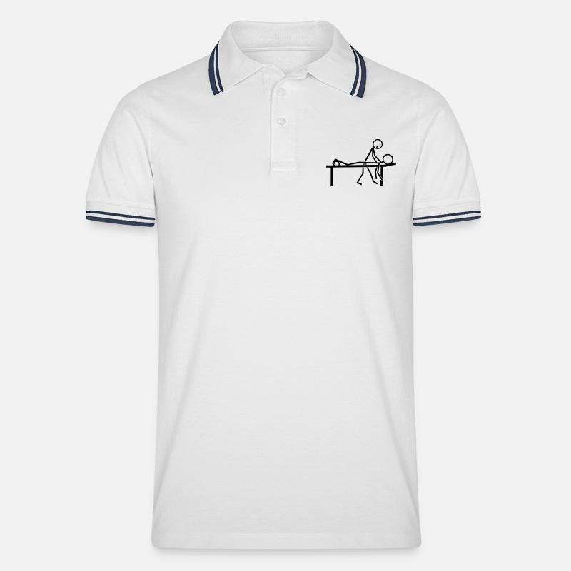 Masseur - Männer Tipped Poloshirt - Weiß/Navy