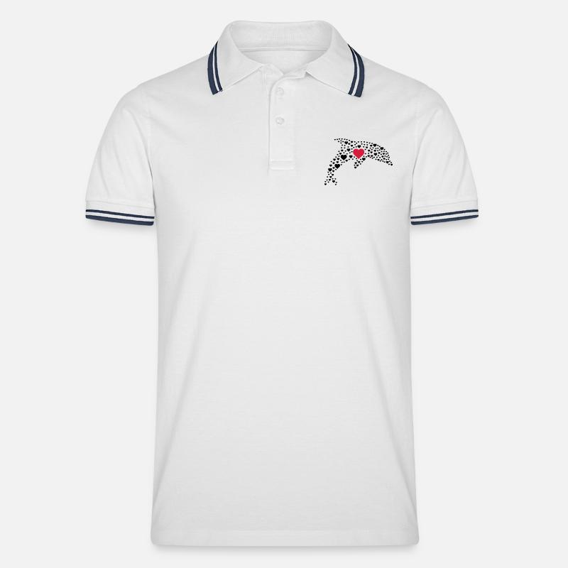Cœurs de dauphin 2 - Polo tipped Homme - blanc/marine