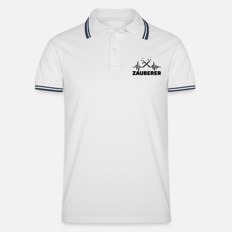 Zauberer - Männer Tipped Poloshirt - Weiß/Navy