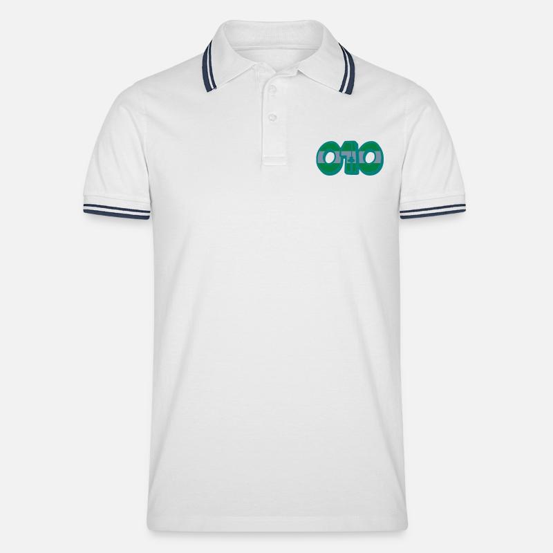 010 - Männer Tipped Poloshirt - Weiß/Navy